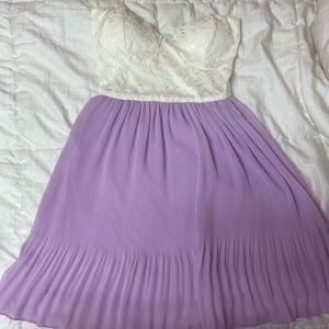 White and lilac strapless dress